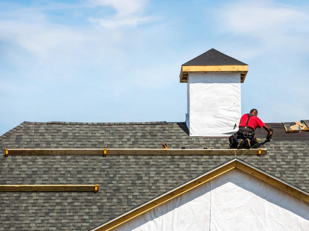 Installing a new roof on a new commercial building